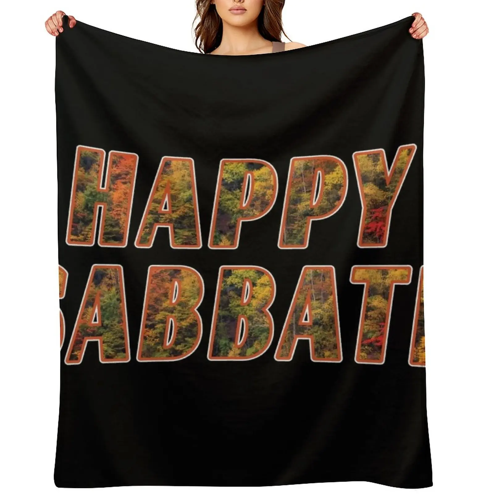 

Happy Sabbath Autumn Text Art - Black - Adventist Sabbath Greeting Throw Blanket Thin Thermal Sofa Throw Blankets