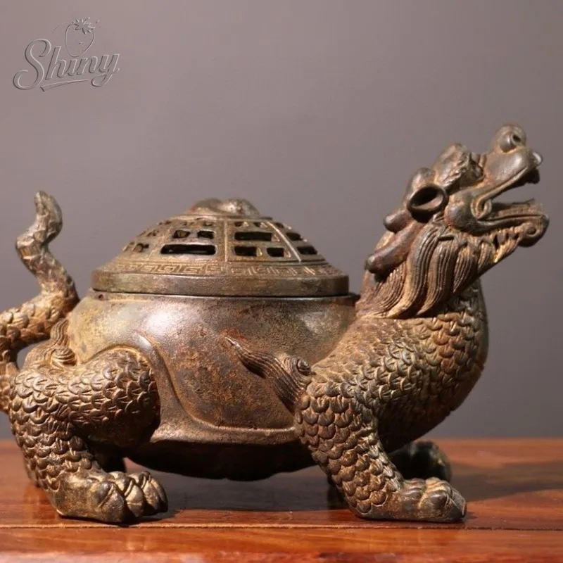 Lucky Dragon Turtle Incense Burners Chinese Gossip Incense Holder Buddhism Sandalwood Censer Tea Ceremony Craft Home Decoration