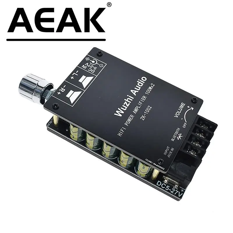 AEAK ZK-1002 HIFI 100WX2 TPA3116 Bluetooth 5.0 High Power Digital Amplifier Stereo Board AMP Amplificador Home Theater