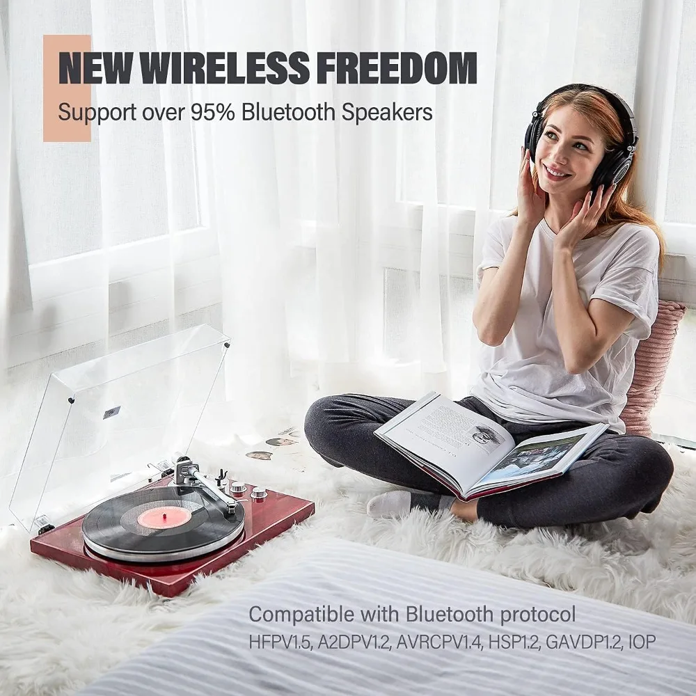 أثاث الحديقة -1 بواسطة قرص دوار بحزام واحد مع اتصال بلوتوث، مضخم فونو مدمج مسبقًا، مخرج USB رقمي من الفينيل #1