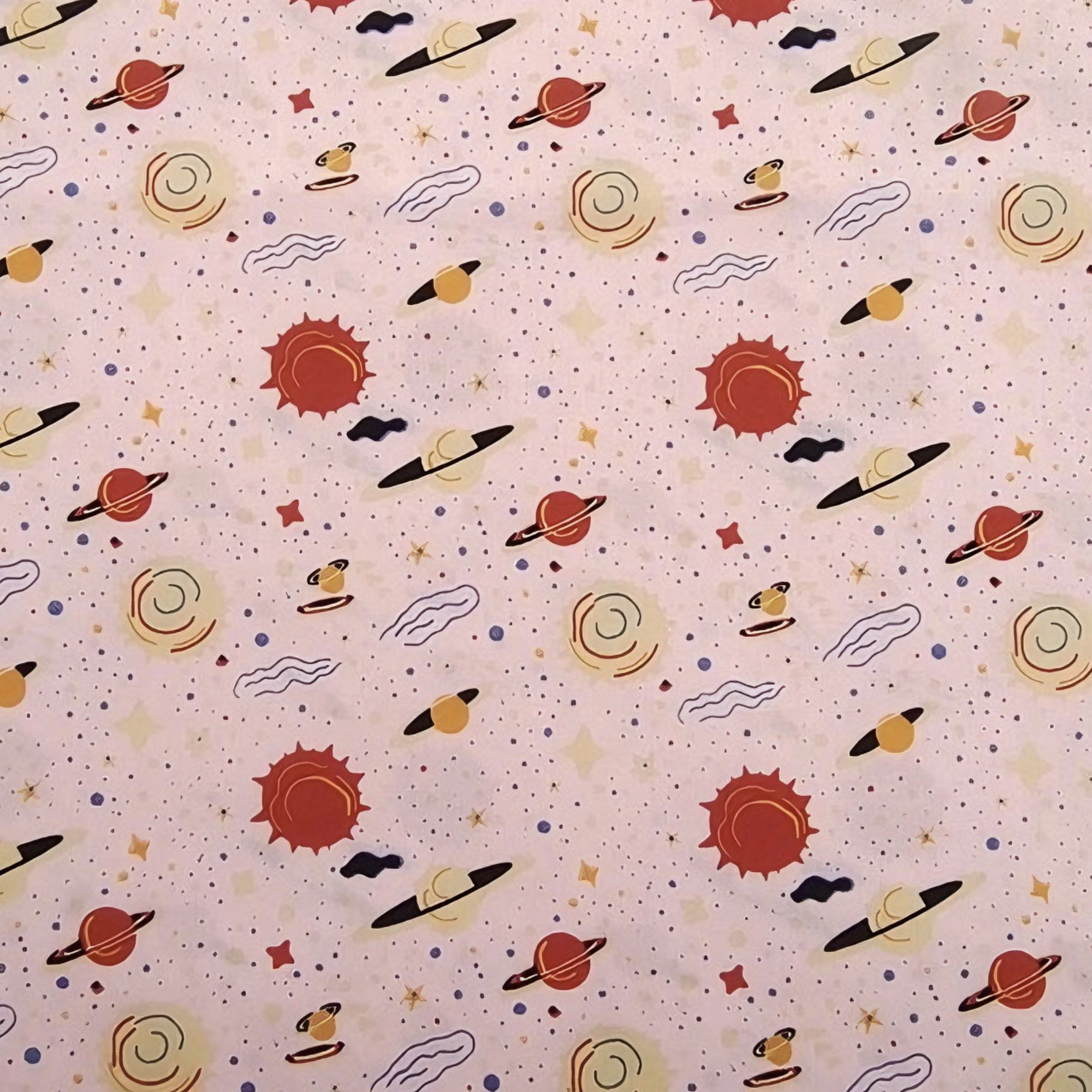 Galactic Patterned 100% Cotton Fabric Three Distinctive Colorswith Planets Astronaut Prints for Kids' Clothin Cosplay Artistic