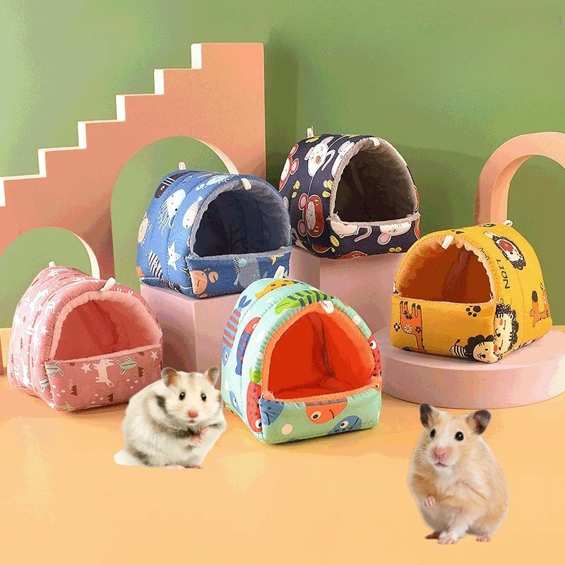 

Cute Cartoon Rabbit Squirrel Mini Cage Guinea Pig Nest Small Animal Mice Rat Pet Sleeping Bed Hamster House Winter Warm Soft Mat