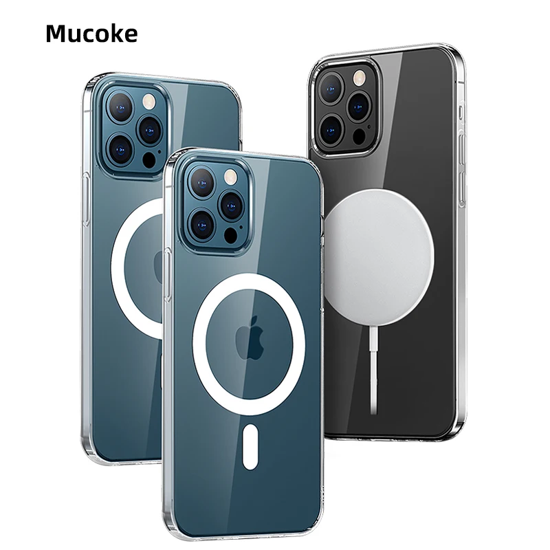 Mucoke For apple iPhone 13 Mini Pro Max Transparent Magnetic All-Inclusive Phone Case 12Pro Max Anti-Fingerprint Anti-Drop Cover