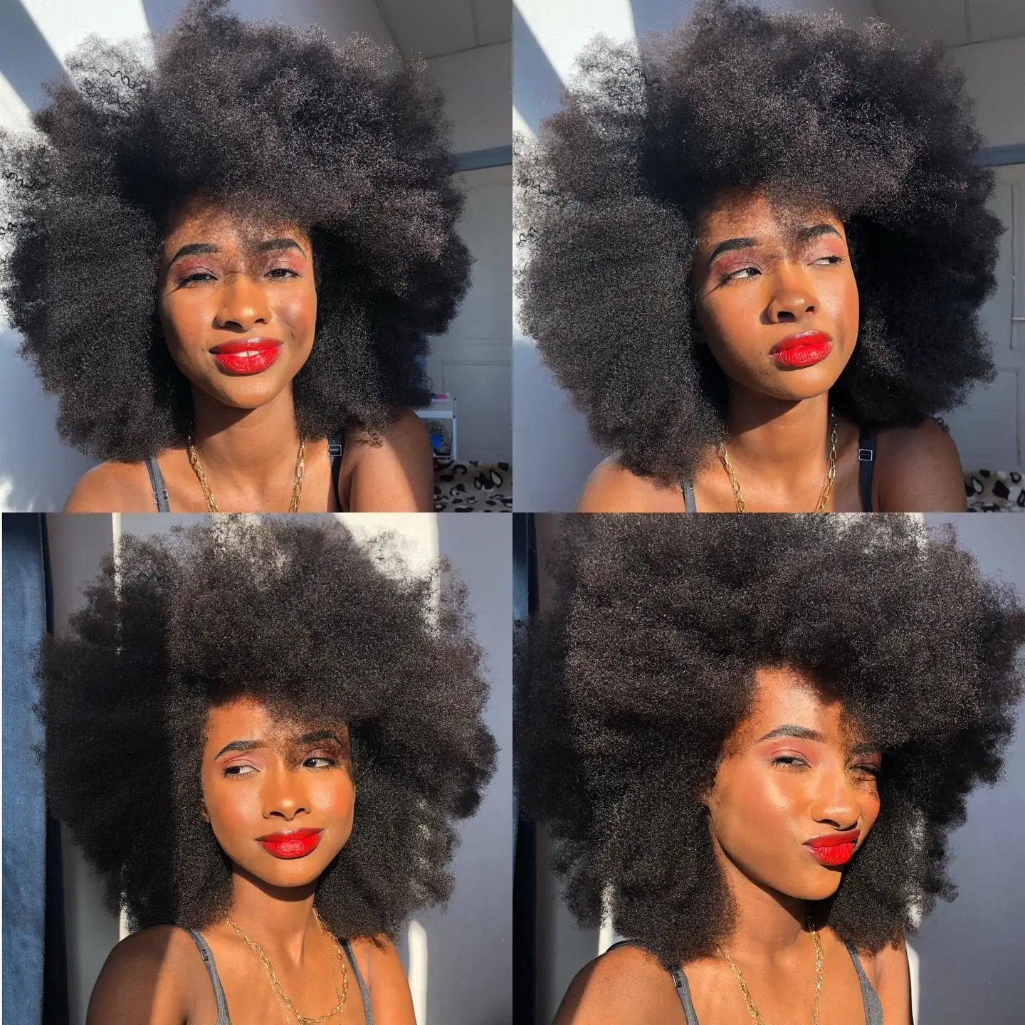 QVR Short Afro Kinky Curly Wigs Human Hair For Black Women QVR African Fluffy And Soft Orange Natural Looking Afro Curly Wig