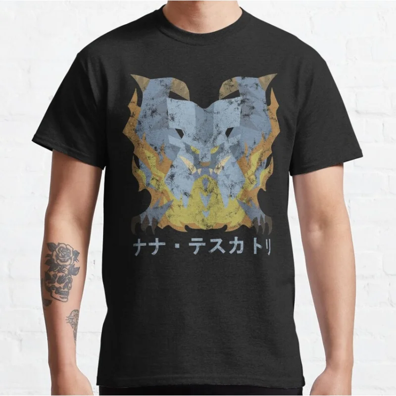 

Monster Hunter World Lunastra Kanji gift t shirt Cartoon Videogame MHW Graphic tee 100% cotton Y2K Clothes All size tops