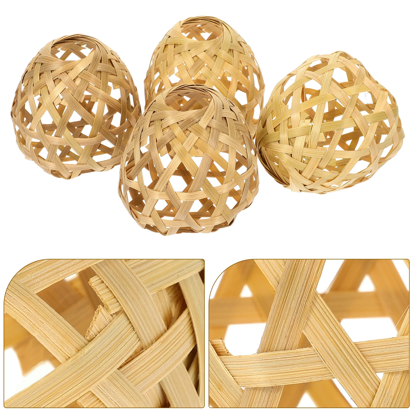 

4 Pcs Household Bamboo Lampshade Globe Ceiling Light Fixture Lantern Weaving Woven