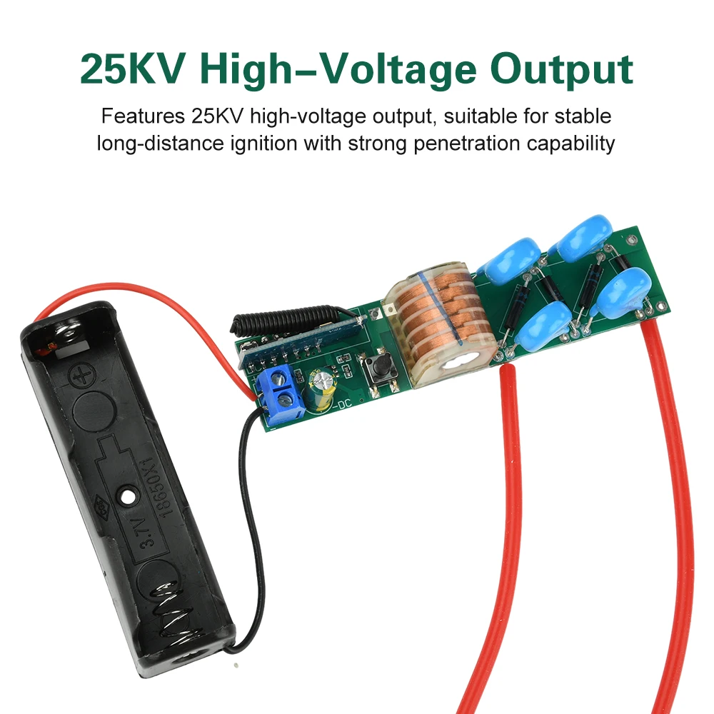 High Voltage Generator DC 3.7V to 25KV Remote Wireless Ignition Module 16-20mm Discharge Distance for Long-Range Stable Ignition