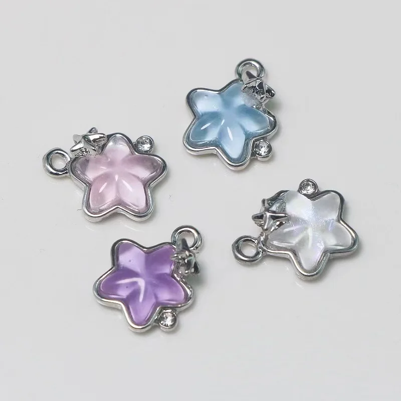 5Pcs Pentagram Alloy Charms Crystal Stars pendant for Jewelry Making Handmade Earring Bracelet Necklaces Diy Accessories