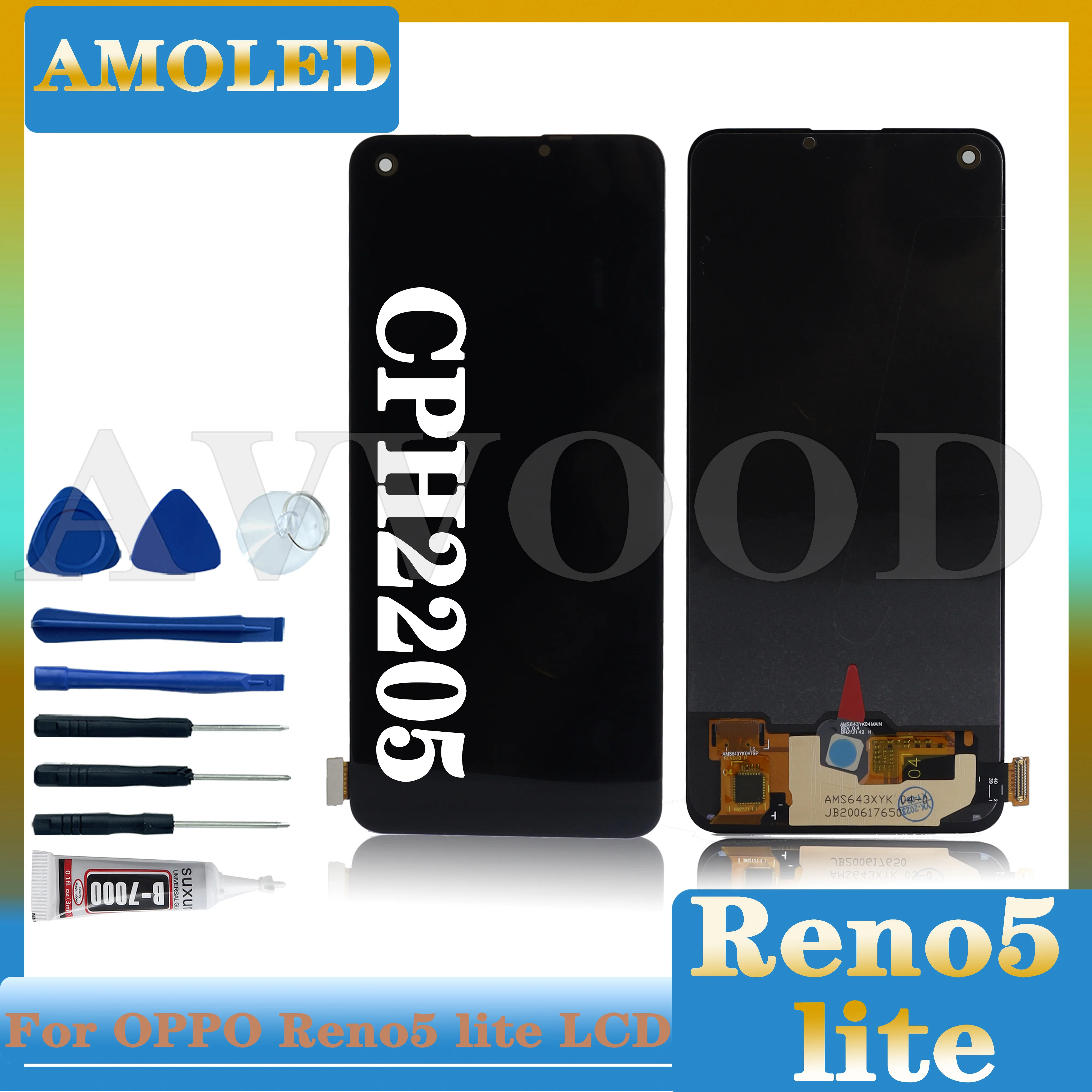 AMOLED For OPPO Reno5 Lite LCD Display Touch Screen Sensor Digitizer Assesmbly Replacement Parts For Reno 5 Lite CPH2205 Display