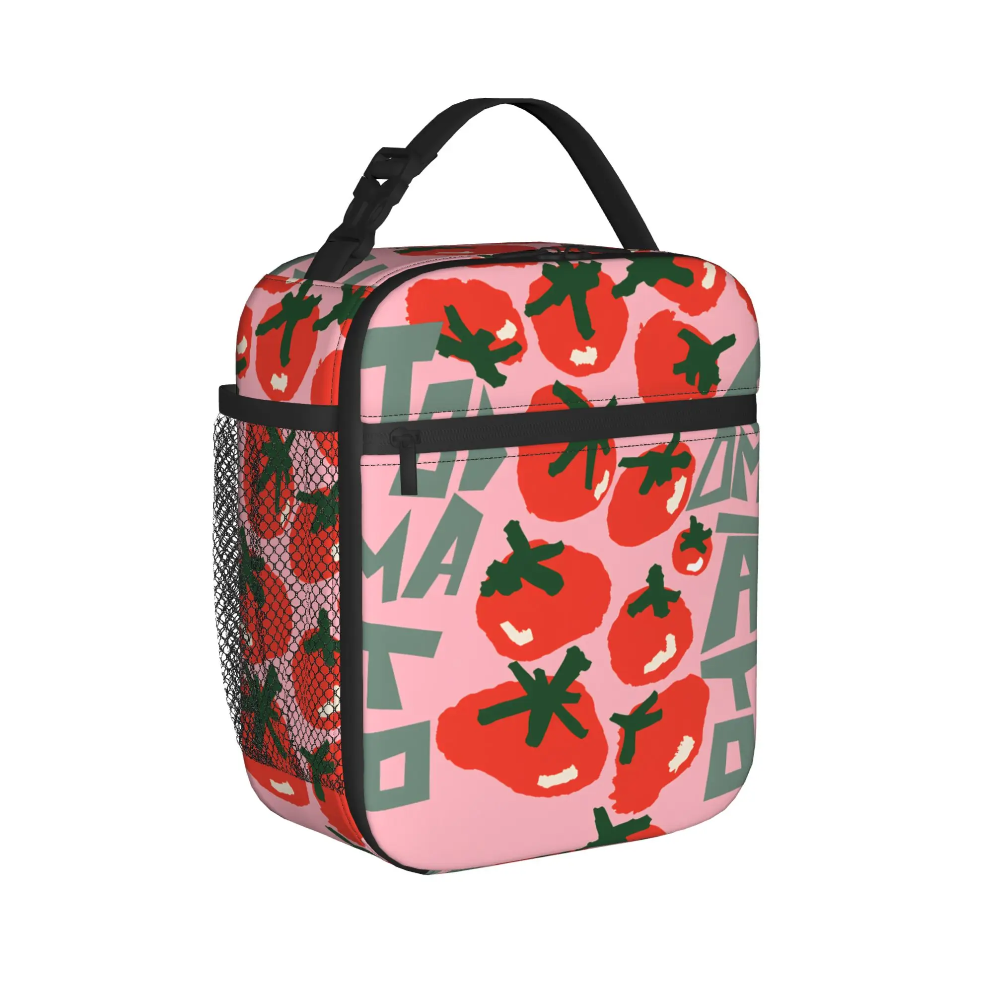 Tomato - Red Background Lunch Bag  Casual Lunch Box Outdoor Picnic Portable Tote Food Bags For Men Oxford Graphic Cooler Bag