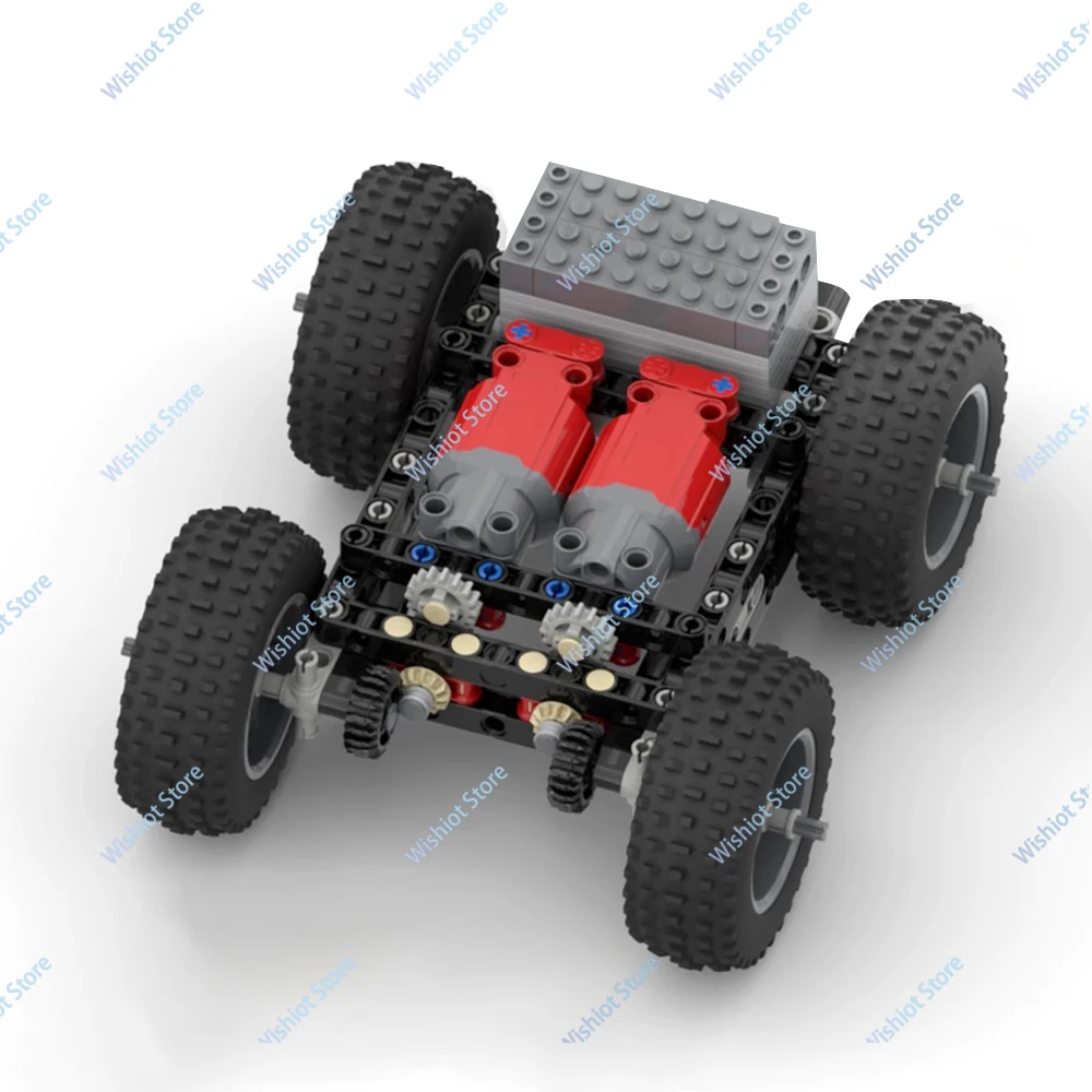 MOC 4 Wheels Drive Tech Car Chassis Off-road Frame Turn Around L Motor APP Remote Control Building Block Power Functions Vehicle