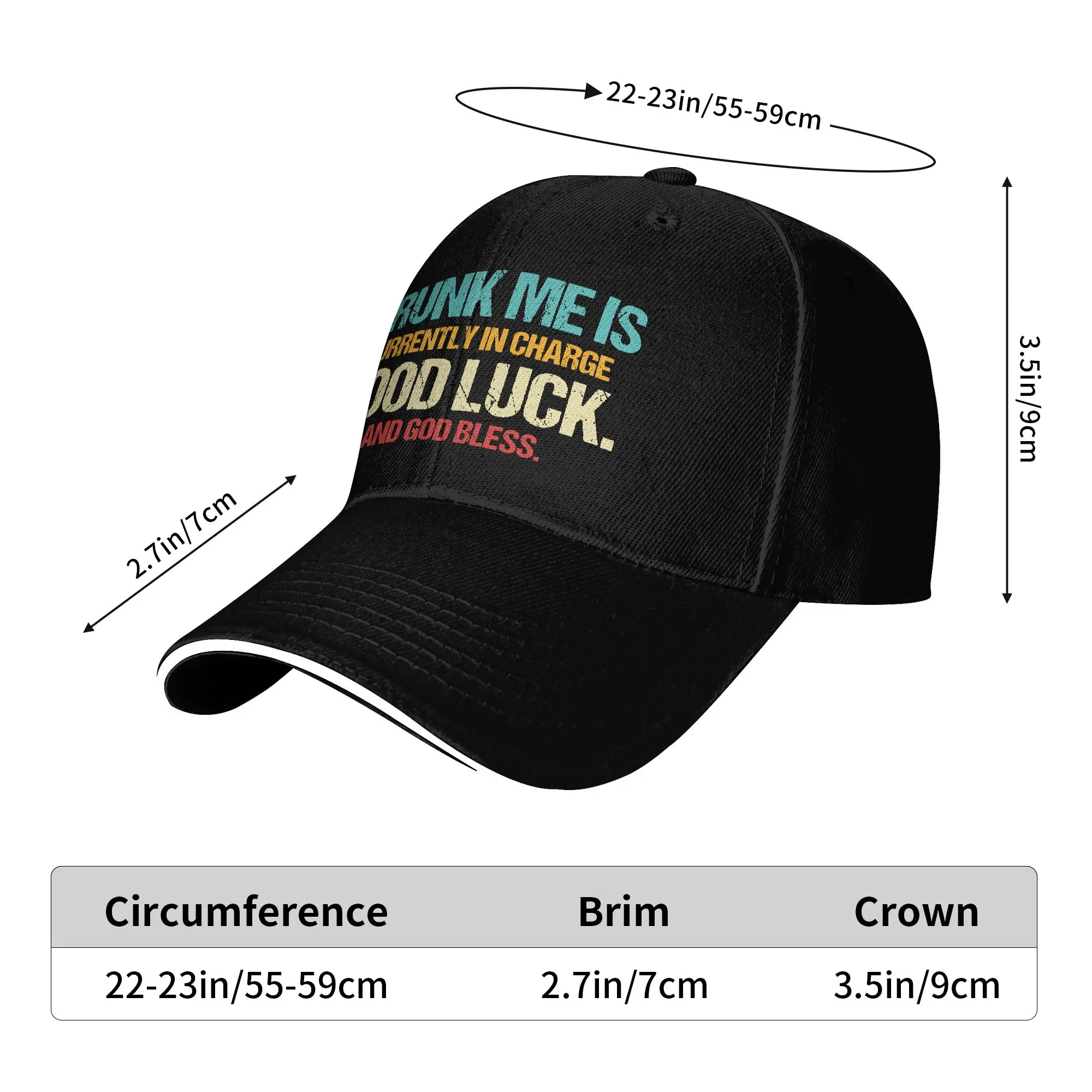 Drunk Me is Currently in Charge Good Luck and God Bless Meme Sun Baseball Cap  Summer y2k Cool Hip Hop Hats Hippie Snapback Cap
