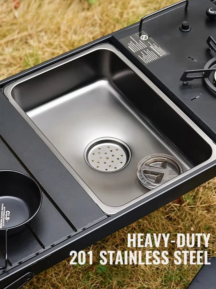 ﻿ IGT Table Sink Stainless Steel Wash Basin Picnic Wash Hands Ultra-light Washing Tank Outdoor Camping Kitchen Supply