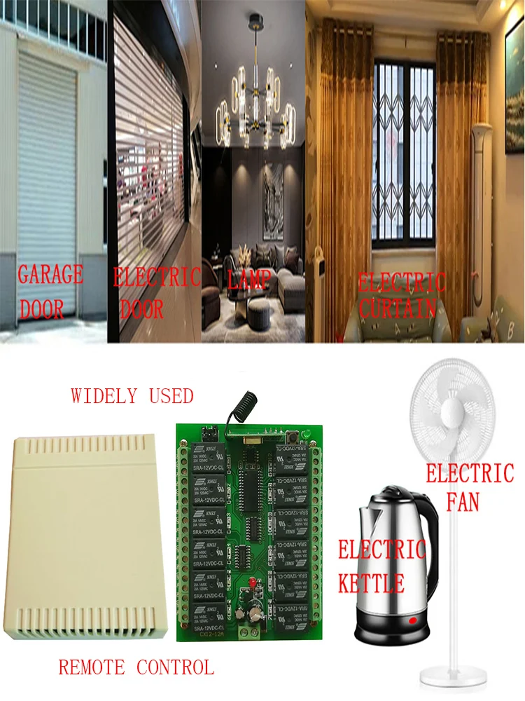 DC12V 24V 12CH Channels 12CH RF Wireless Remote Control Switch Remote Control System receiver transmitter 12CH Relay 315/433 MHz