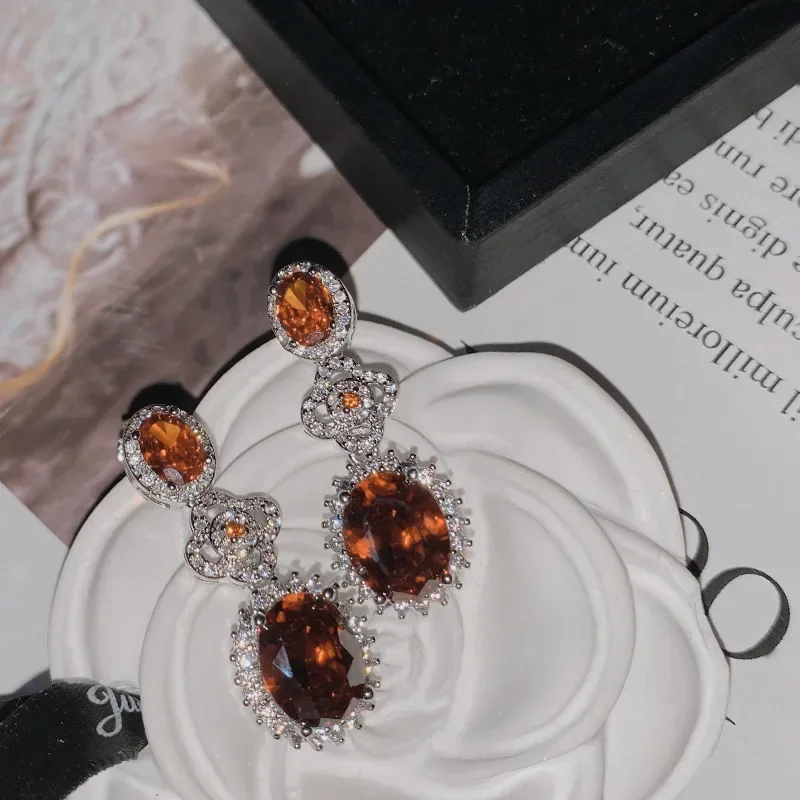 MDLFES مويسان الماس نمط الفرنسية خمر الذهبي زركونيا آيس كاندي أقراط للنساء 18 كيلو مطلي مع الزمرد الصغير #2