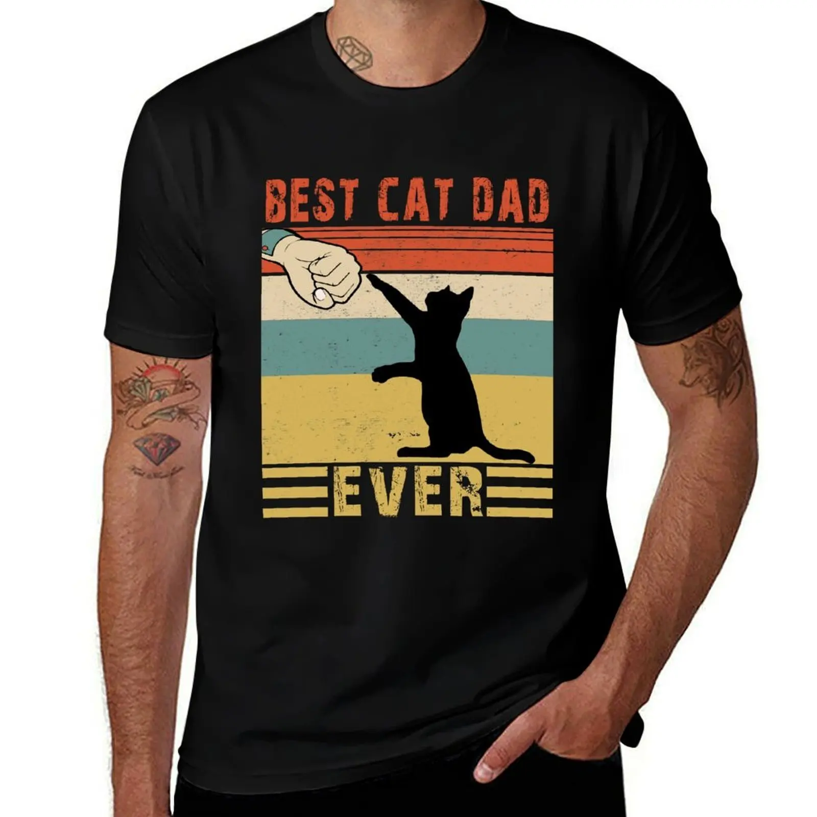

BEST CAT DAD EVER T-Shirt t shirts for man graphic vintage t shirt man cotton T-Shirt