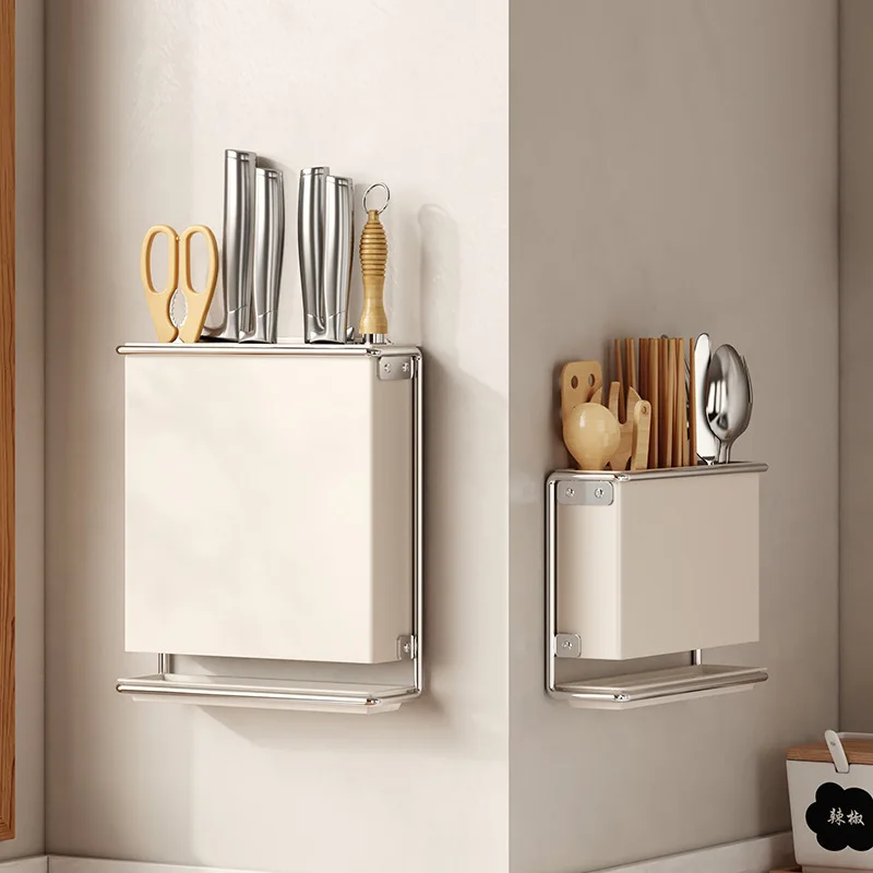 Storage Rack NEW Kitchen Accessories Minimalist Wall-mounted Punch-free Installation Knife Fork Storage Space-saving Drain Rack