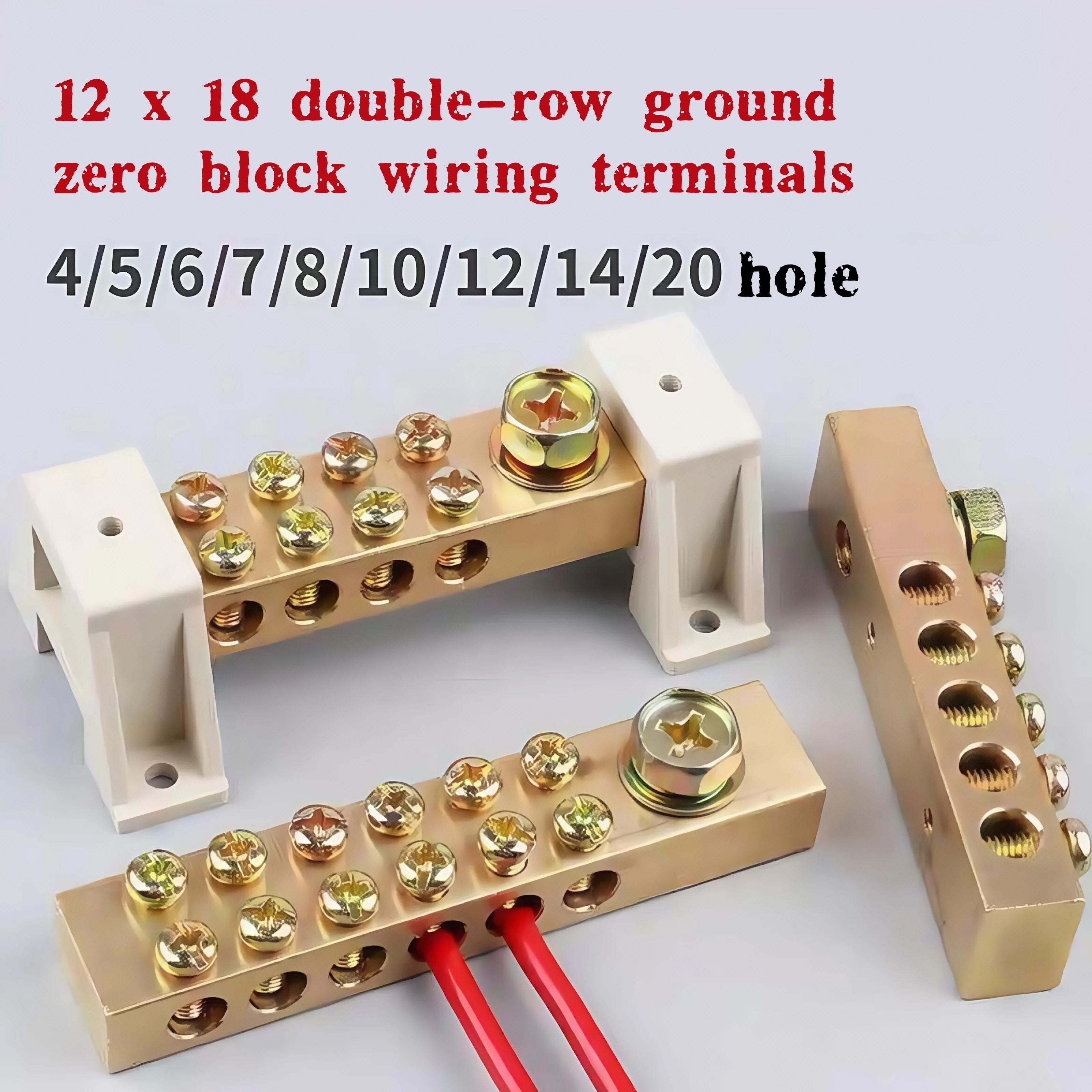 12X18 Grounding Copper Double Row Ground Wire 6 Holes Ground Row Zero Distribution Box Terminal Block