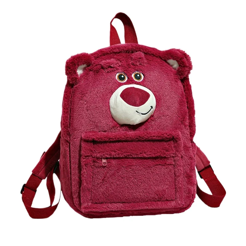 MINISO Lotso Plush Backpack for Women Girl Kawaii College Student School Bag Kawaii Portable Luxury Designer Brand Bag