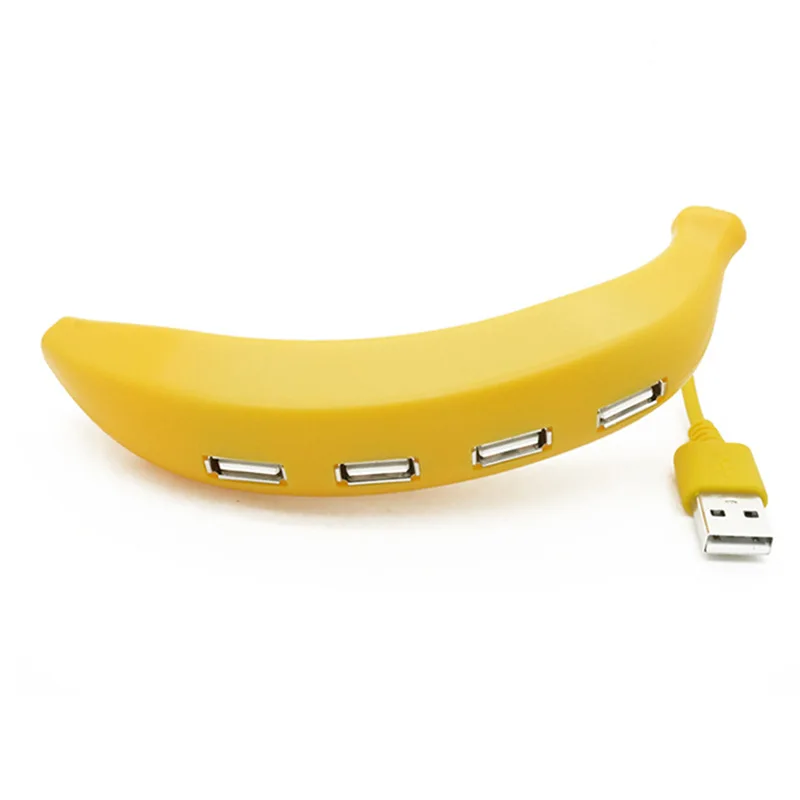 Usb Hub Banana Shape USB 2.0 Hub 4-Port Portable Mini Multiport Expander Adapter for Game Pad Desktop Laptop