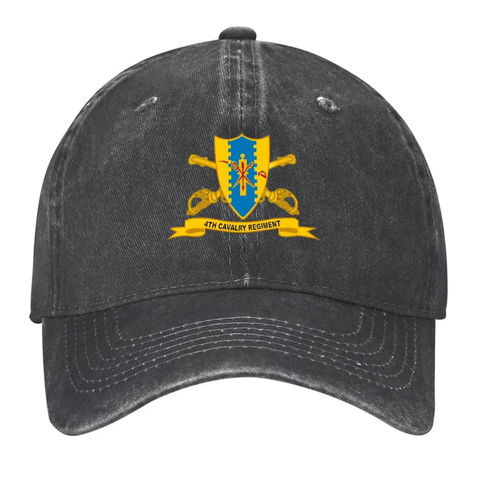 

Army - 4th Cavalry Regiment w Br - Ribbon Baseball Cap cute Snapback Cap Hood Woman Hats Men's