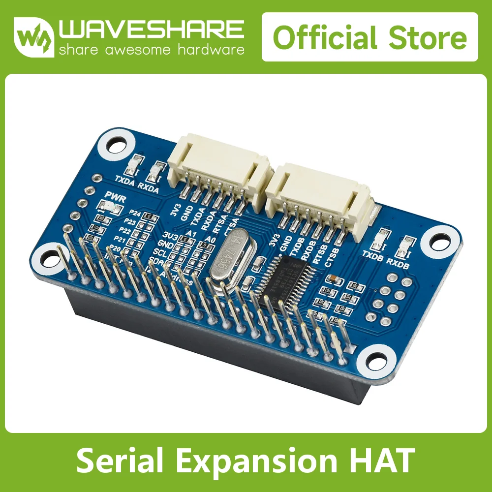 Waveshare Serial Interface Expansion HAT for Raspberry Pi Zero/Zero W/Zero WH/2B/3B/3B+ I2C Interface Provides 2-ch UART