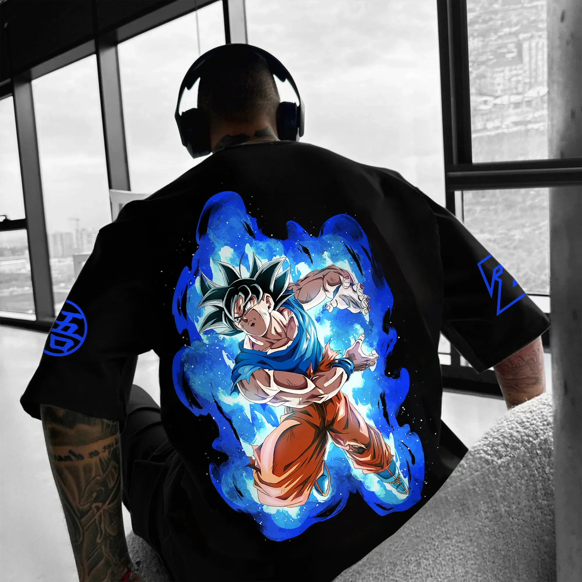 Dragon Ball animación impresión periférica algodón manga corta 2025 americano hombres y mujeres verano suelta cuello redondo Camiseta