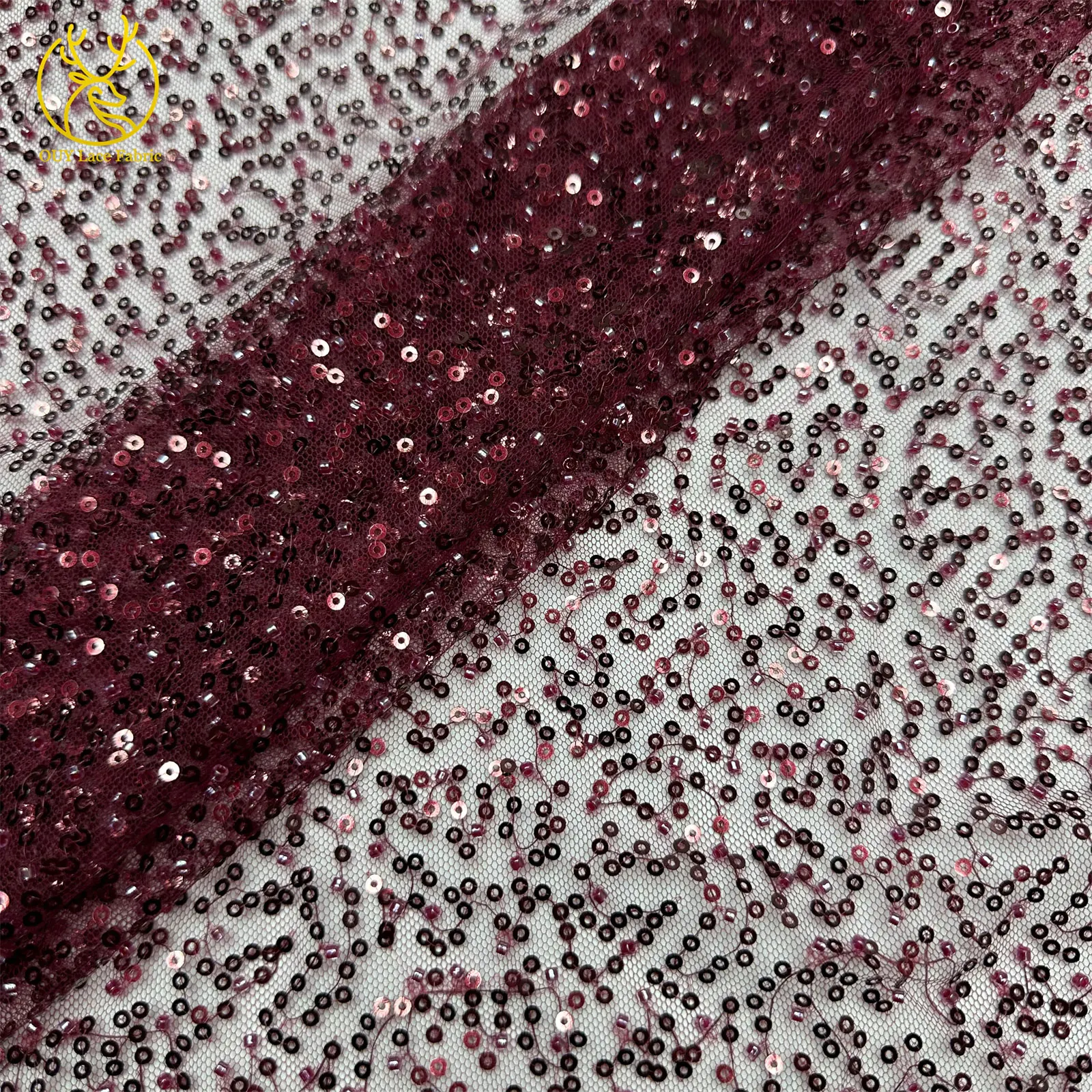 Großhandel Afrikanischer Perlen-Pailletten-Netzstoff 2026 Hochwertige Nigerianische Tüllspitze für Hochzeitskleider und Partykleider 5 Yards – Detail 14