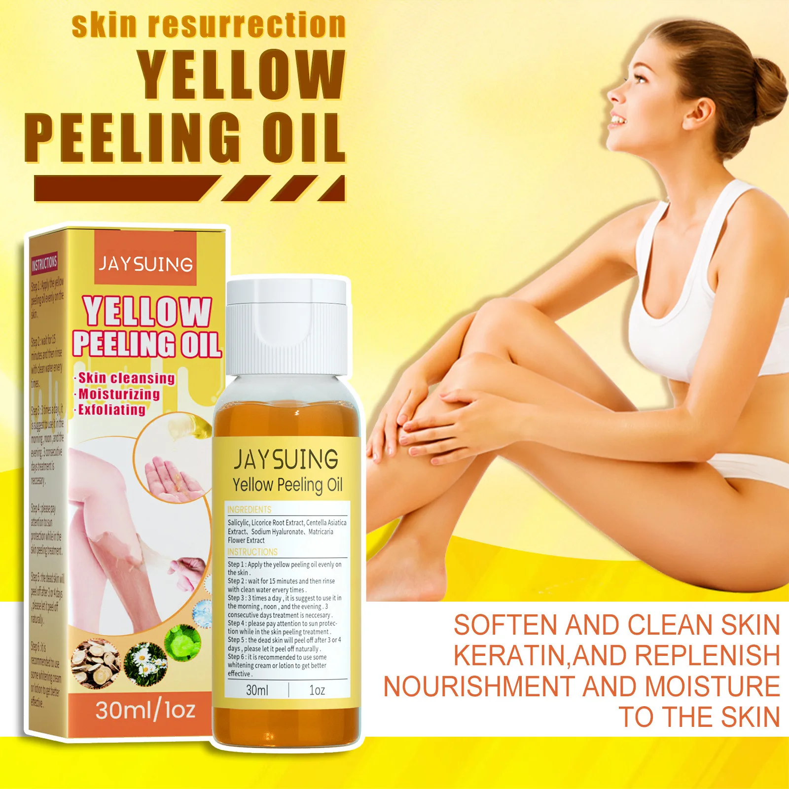 Yellow Peeling Oil Dark Skin Remover Hand Feet Leg Brightening Moisturizing Nourishing Smooth Deep Cleaning Exfoliating Serum