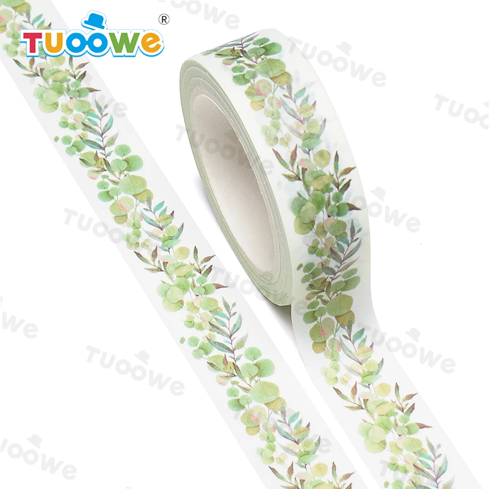 2022 NEW 1PC 15mm x 10m Floral Wedding Eucalypt Leaves Scrapbook Paper Masking Adhesive Washi Tape washi tape set designer mask