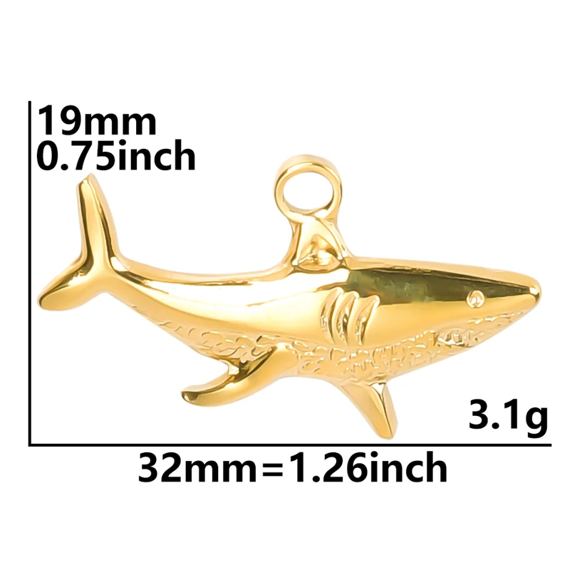 Fashion Animal 5pcs/Lot Stainless Steel Shark Pendant For Jewelry Making Supplies Rainbow/Silver/Gold Color DIY Earring Keychain