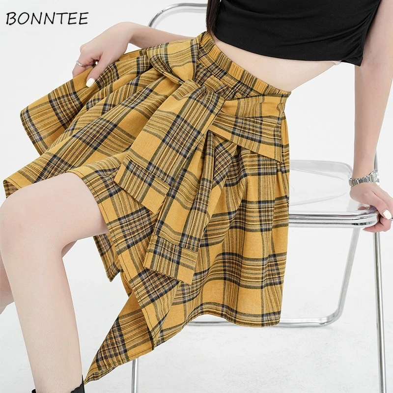 

Irregular Skirts Women Design Plaid Korean Fashion Kpop Youthful Hipster All-match Streetwear Temper Simple Y2k Skirt Aesthetic
