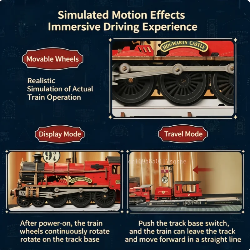 Original  Harry Potter Hogwarts Express Electric Steam Locomotive Smoke and Sound Effects DIY Wooden Building Toys Collectors view 3