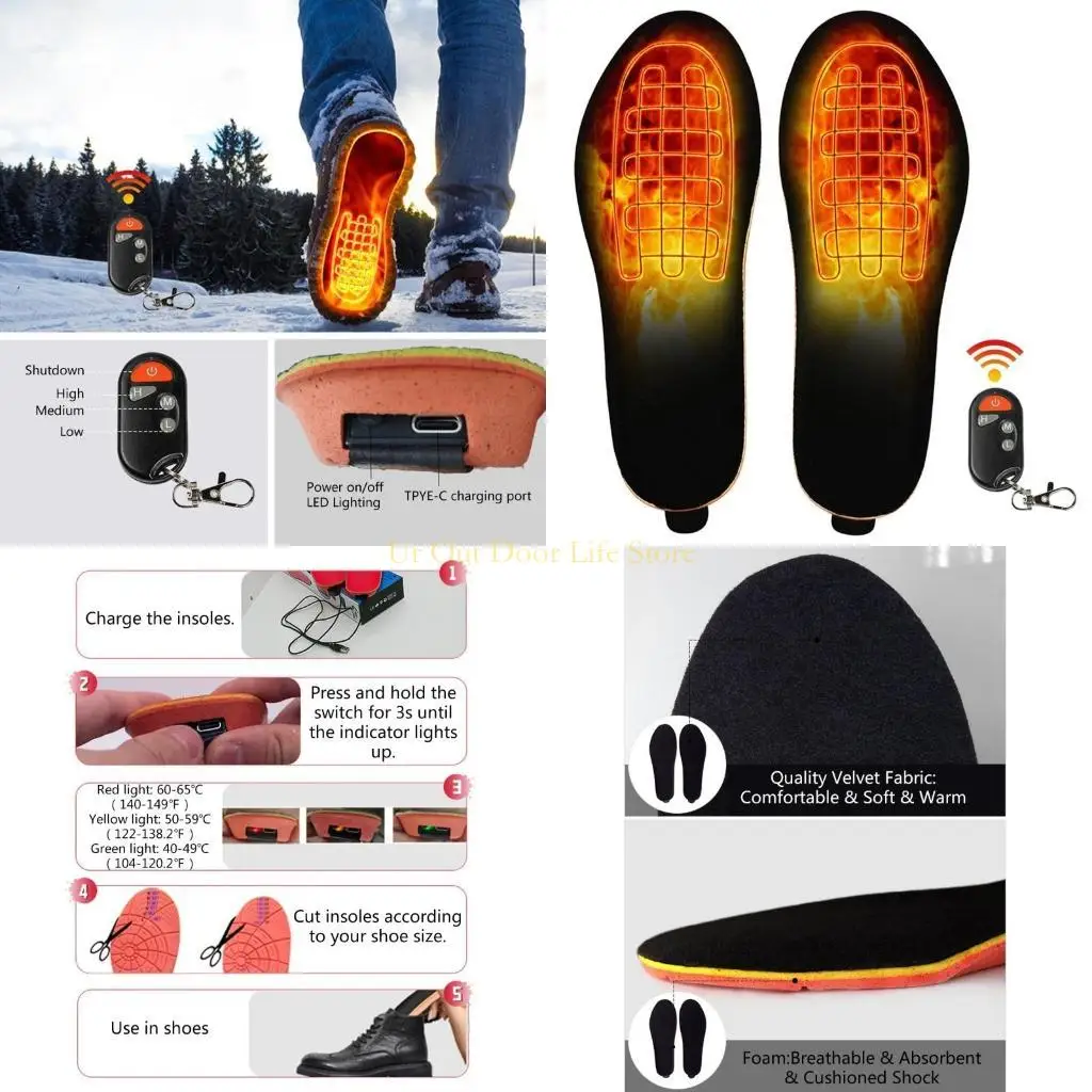 

77UF стельки для обуви с подогревом, беспроводные грелки для ног, вкладыши для обуви для охоты, пешего туризма, кемпинга