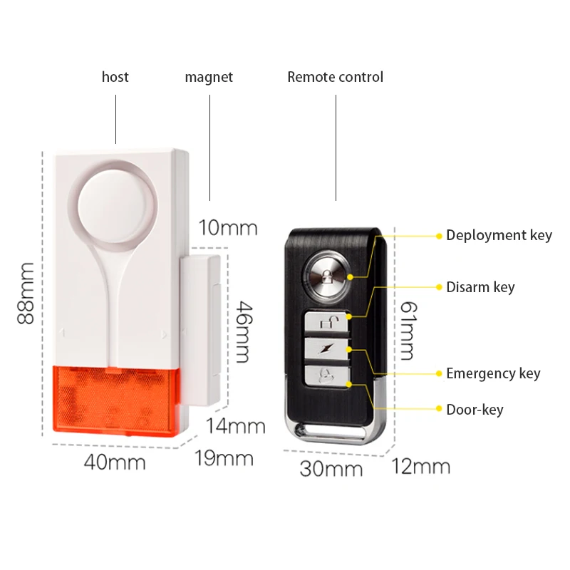 Door and window anti-theft alarm Home door window thief door anti-theft alarm Store wireless door magnetic alarm