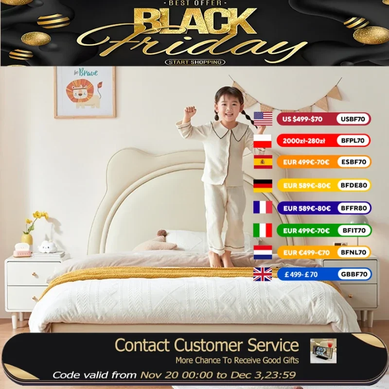 

House Wooden Frame Kids Bed Comforter Full Size Safety Princess Children Beds Modern Style Design Letto Bambini Kids Furniture