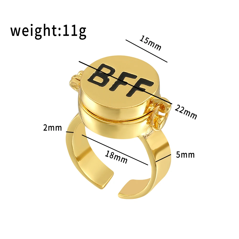 Trend BFF Ring For Teen Cute Anime Aesthetic Couple Opening Ring For Woman Man Jewelry Close Friend Birthday New Party Gift