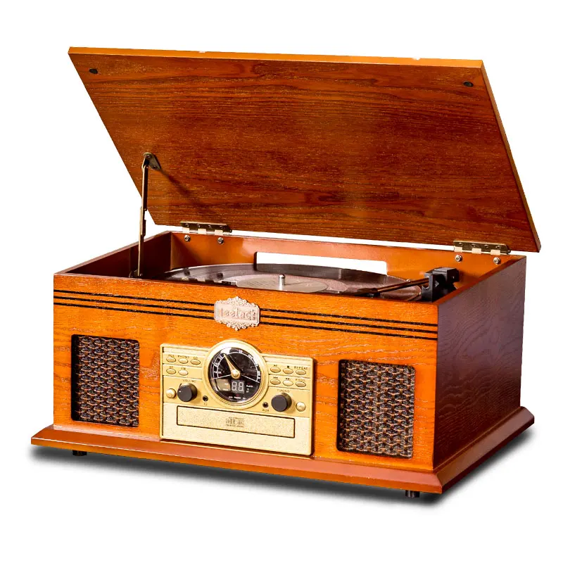 Hooqu مشغل تسجيلات فينيل خشبي Hifi ثلاثي السرعات الفونوغراف ريترو القرص الدوار #6