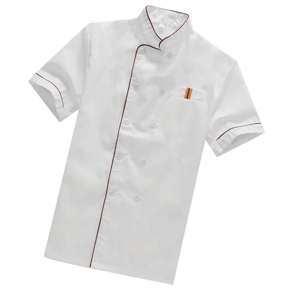 Abrigo blanco de manga corta, ropa de Chef holgada informal, a prueba de aceite, fácil lavado, chaqueta de cocinero para hombre, taller