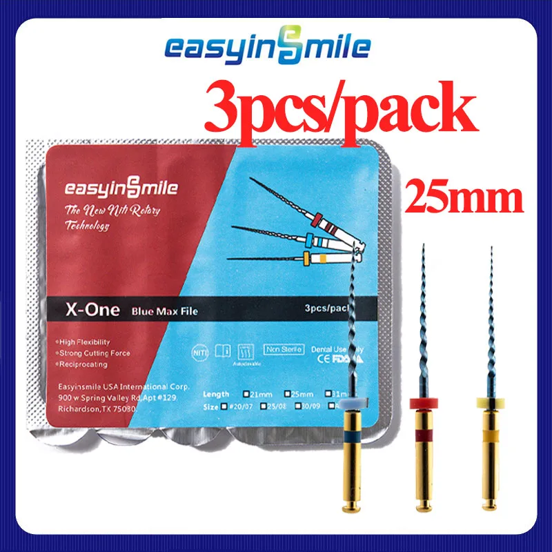 

3 шт. EASYINSMILE стоматологические эндодонтические волновые файлы X-ONE Endo роторный напильник возвратно-поступательные насадки для эндодвигателя инструмента 25 мм