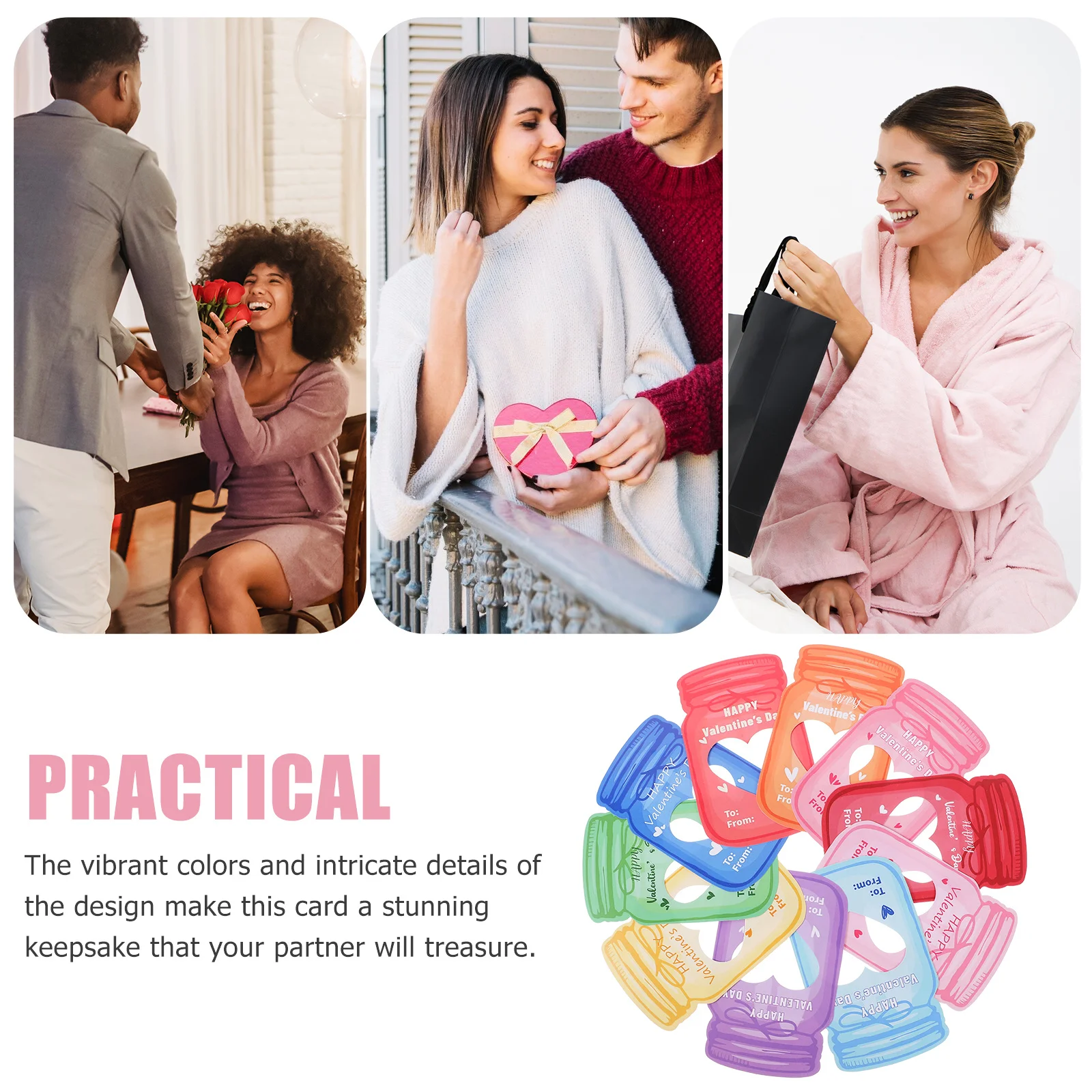 1Set Valentine's Day Drifting Bottle Card Paper Printing Technology Blank Greeting Card Gift Cards