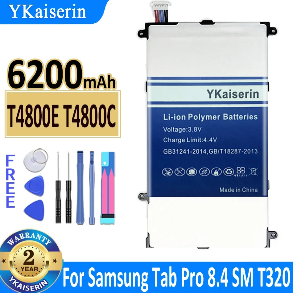 

Аккумулятор ykaisin T4800E T4800C, 6200 мАч, аккумулятор для Samsung Galaxy Tab Pro 8,4 SM-T321 T325 T320 T321, батарея + номер отслеживания