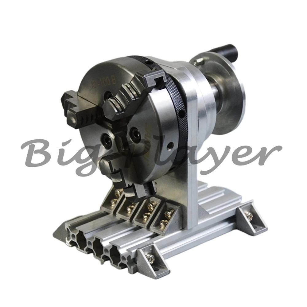 3 Claws 80mm 100mm Manual Rotation Axis - 106MM Center Height Full Aluminum Hand Crank Chuck for DIY Woodworking Tools