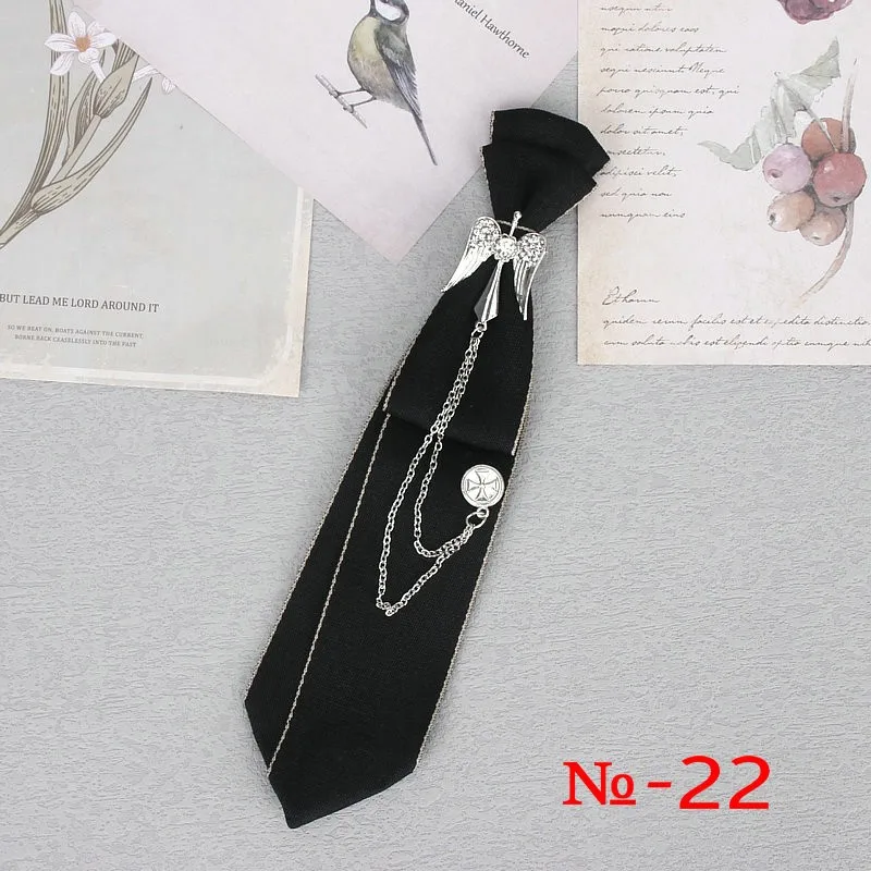 Handgemachte schwarze Band Krawatte Kristall Strass Schmuck Männer Shirts heiße neue Mädchen Jungen Kragen Krawatten Schuluniform Frauen Krawatte – Detail 23
