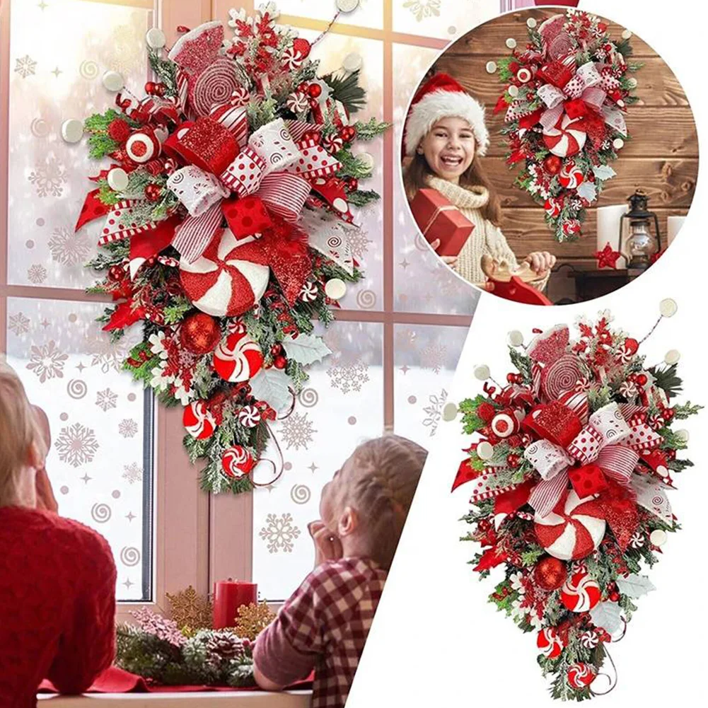 Christmas Wreath Candy Upside Down Tree Garland Upside Down Artificial Christmas Tree Christmas Swag Christmas Home Decor