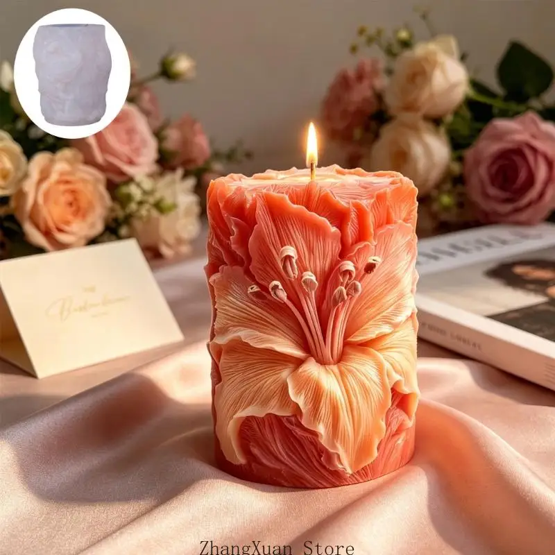 Dekorative Kerzenform aus Silikon mit zartem Blumenmuster für Heimwerker 3XUF – Detail 9