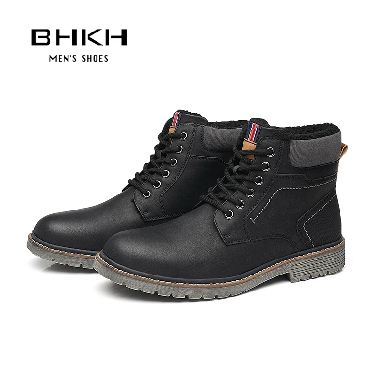 BHKH-Botines de estilo Retro para hombre, zapatos ligeros con cordones, calzado informal Formal de marca, invierno, 2024