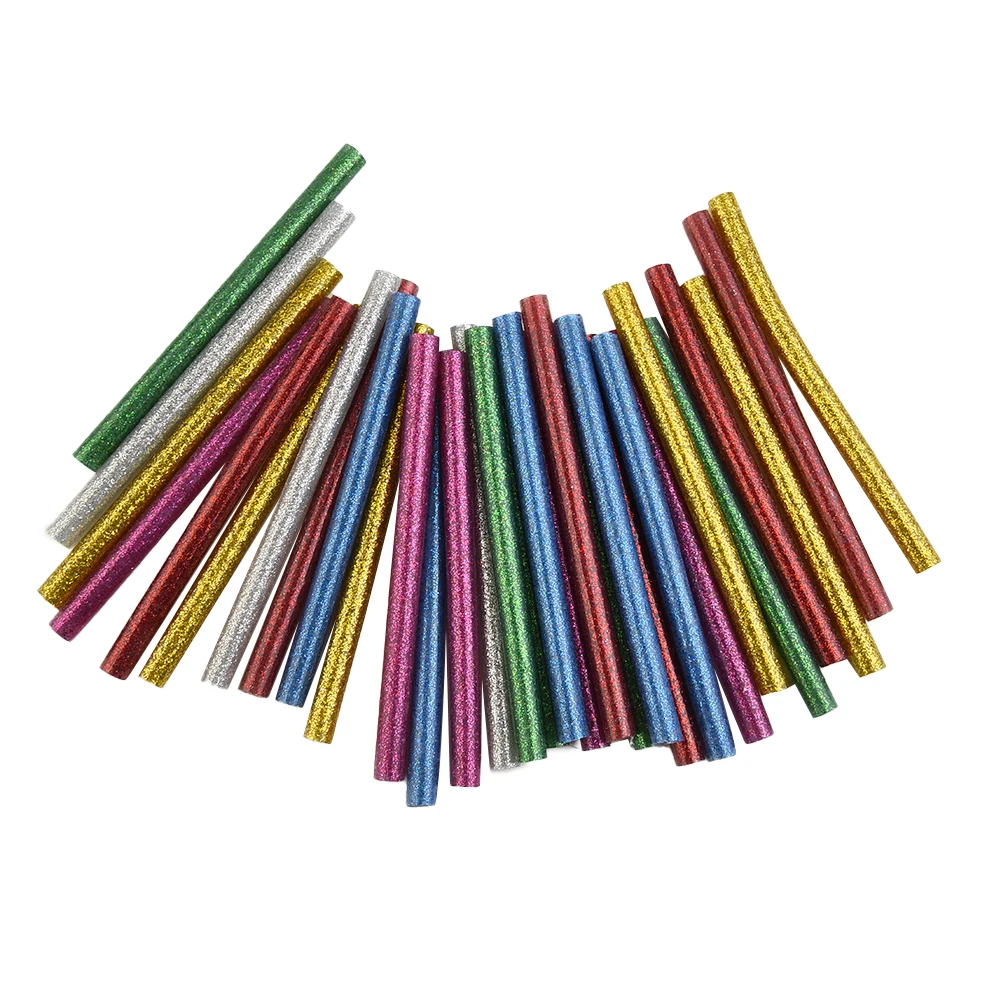 30PCS Hot Glue Sticks For Wood Plastic Fiber Electronic Electrical Components Glitter Glue Sticks Colored Hot Melt Glue Repair