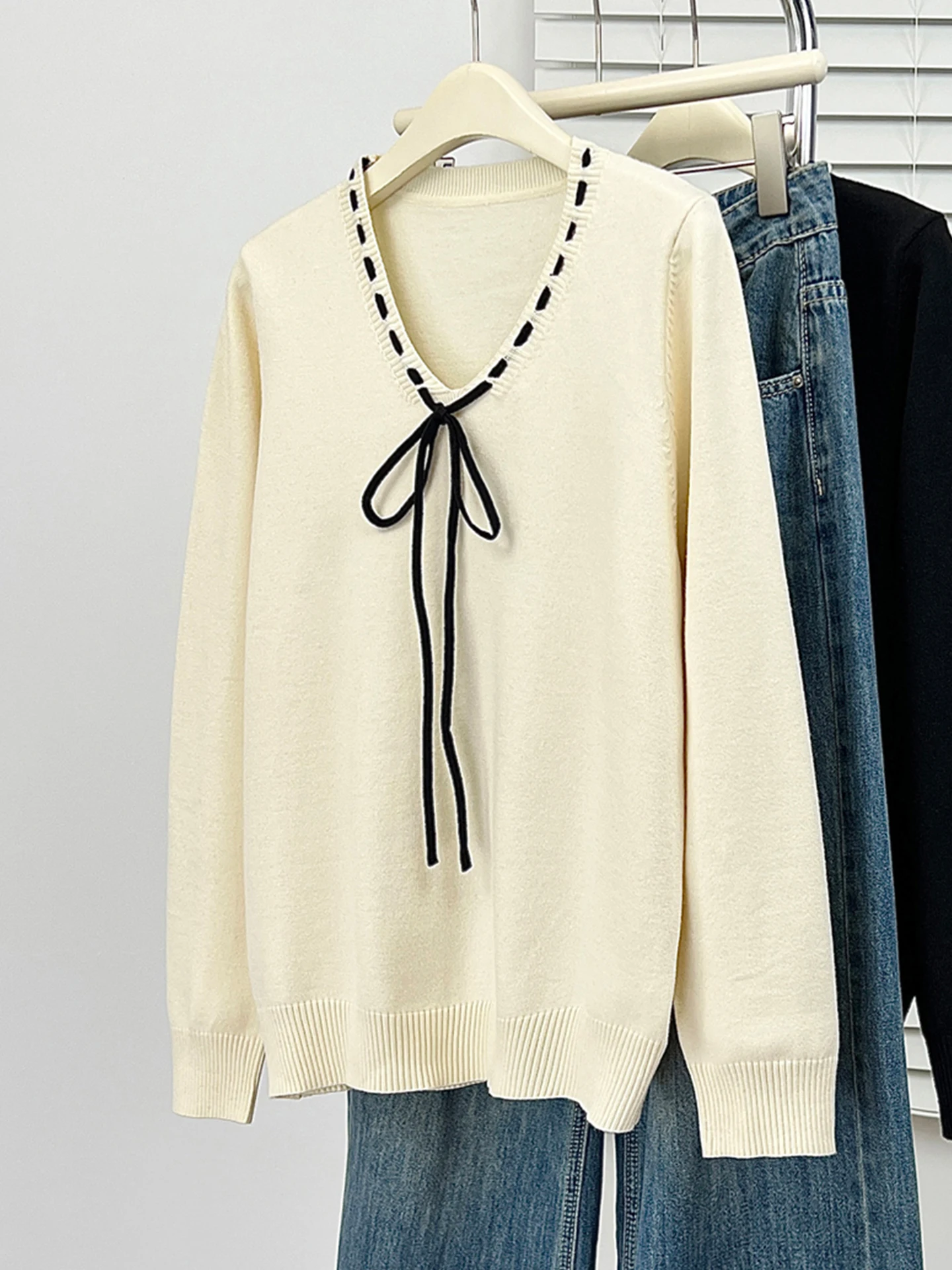 

Женский вязаный свитер с V-образным вырезом и поясом, осенне-зимний, больших размеров, утягивающий, скрывающий живот, базовый топ для ношения под одеждой