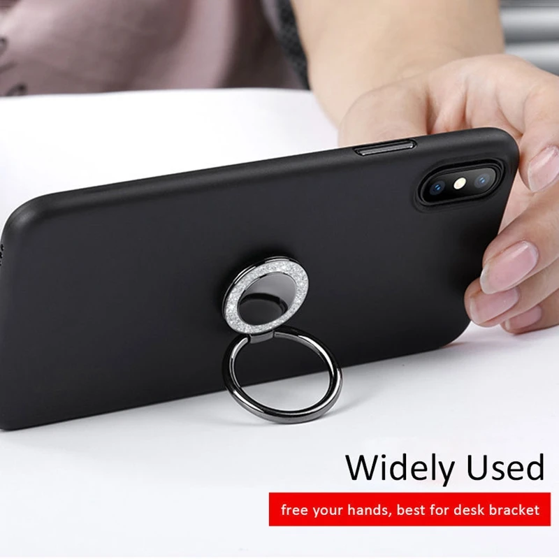 1Pc Phone Metal Finger Ring Buckle For All Mobile Phones Desktop 360° Rotation Back Sticker Holder Smartphone Additions Glitter